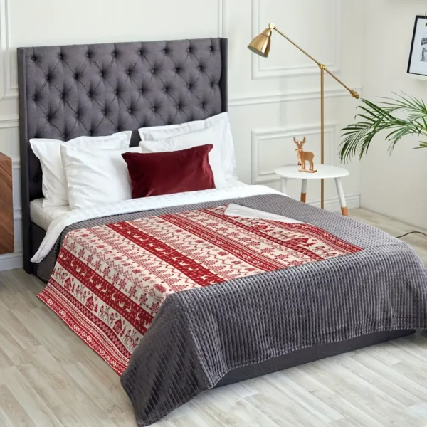 Plaid de Noël en flanelle douce – couverture chaude à motif festif cosy