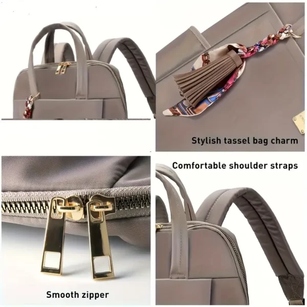 Sac à dos femme en nylon noir – style élégant avec compartiment ordinateur
