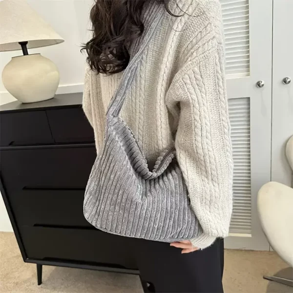 Sac bandoulière en velours côtelé pour femme – design élégant avec zip sécurisé
