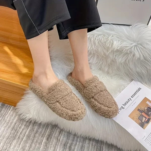 Chaussons femme en fourrure douce – doublure polaire chaude pour l’hiver