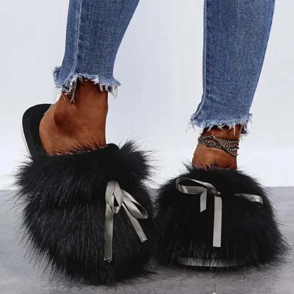 Chaussons femme en fausse fourrure hiver – intérieur chaud et semelle antidérapante