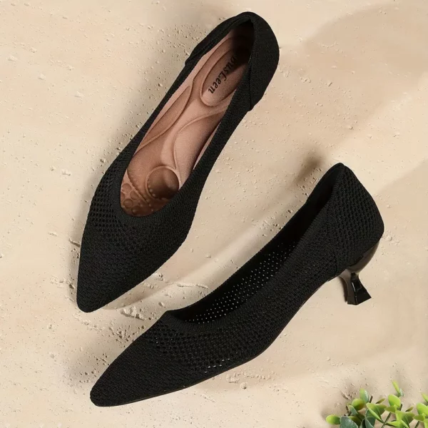 Escarpins femme confort tricotés à talon bas – élégants pour mariage ou soirée