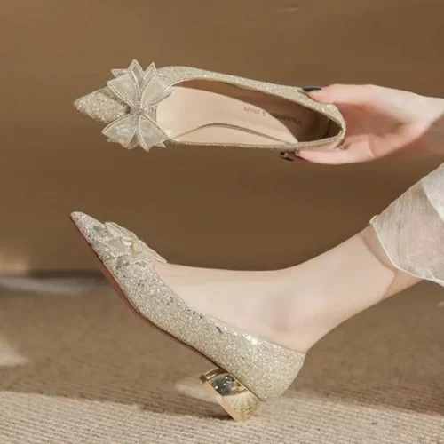 Chaussures mariage femme talon bas confortable – escarpins strass élégants