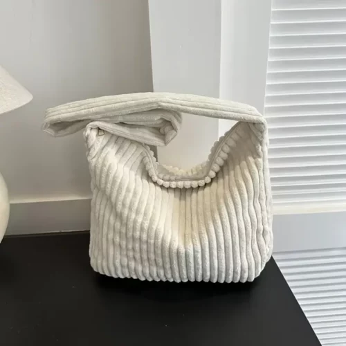 Sac bandoulière en velours côtelé pour femme – design élégant avec zip sécurisé