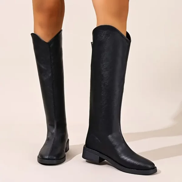 Bottes cavalières femme en cuir lisse – style anglais, tige haute élastiquée