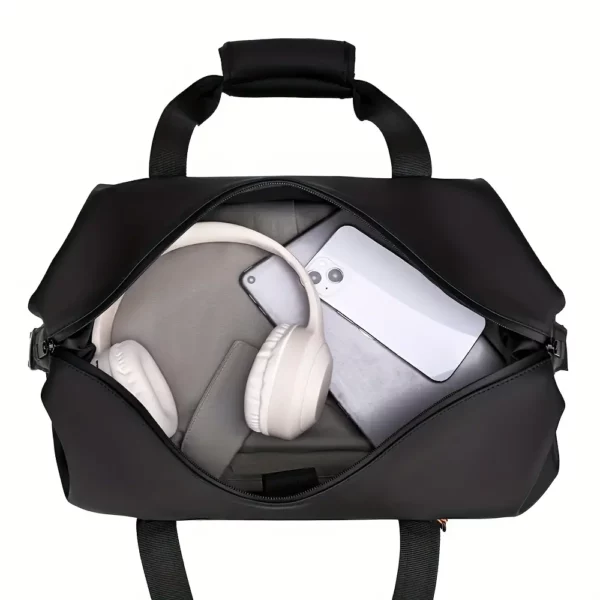 Sac week-end femme en nylon imperméable noir – bandoulière amovible renforcée