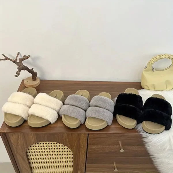 Chaussons femme en fausse fourrure douce – confort chaud intérieur cocooning