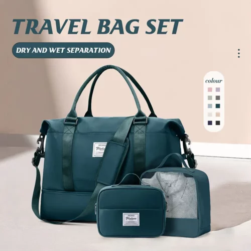 Sac de voyage femme en nylon imperméable – ensemble week-end 2 pièces élégant