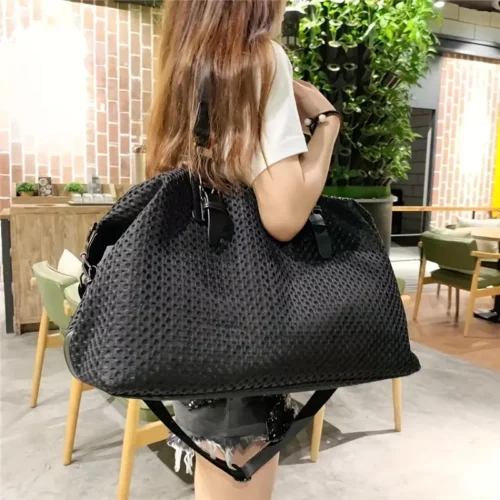 Sac week-end femme Oxford avec bandoulière réglable – style décontracté noir