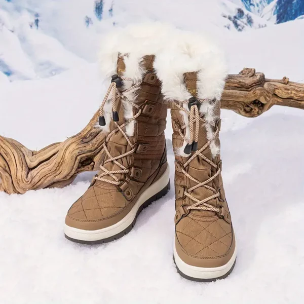 Bottes de neige femme fourrées imperméables – style hivernal chaud et confort