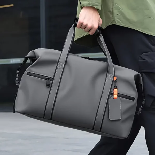 Sac week-end femme en nylon imperméable noir – bandoulière amovible renforcée