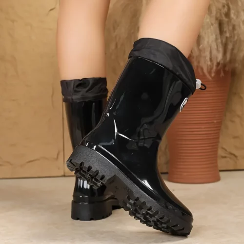 Bottes de pluie femme mi-mollet en PVC antidérapantes au design chic durable