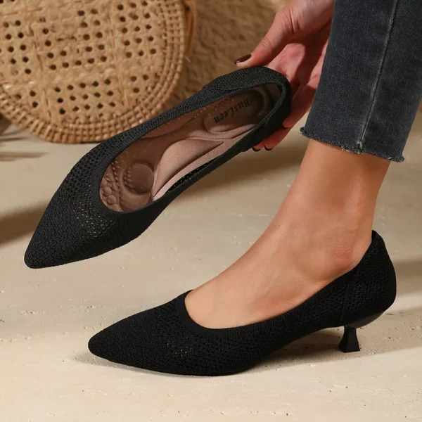 Escarpins femme confort tricotés à talon bas – élégants pour mariage ou soirée