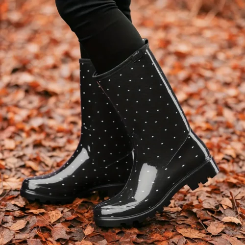 Bottes de pluie femme mi-mollet en caoutchouc avec imprimé mignon élégant