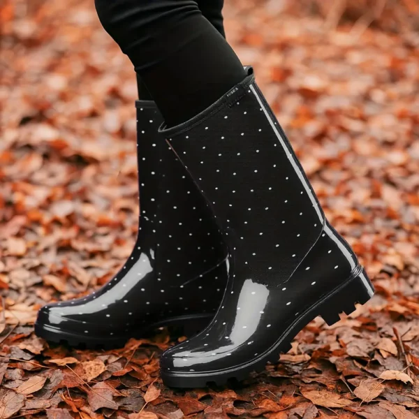 Bottes de pluie femme mi-mollet en caoutchouc avec imprimé mignon élégant