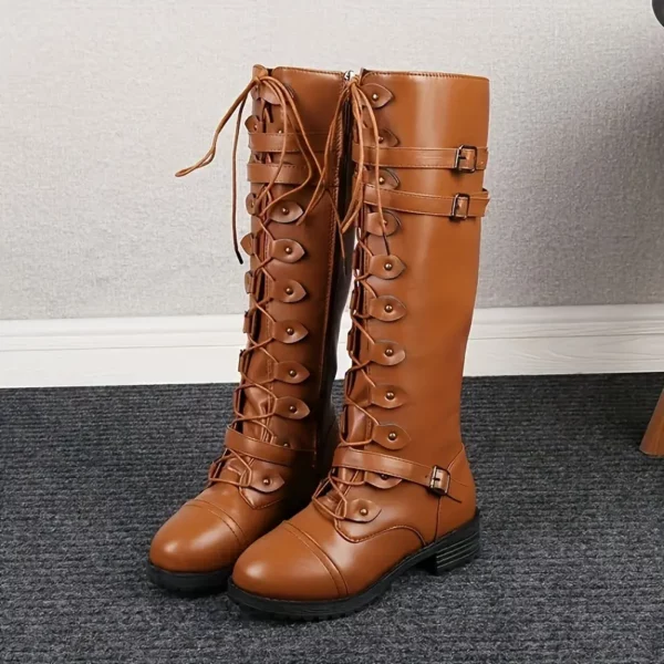 Bottes cavalières femme en cuir – bout rond, talon bas et zip latéral