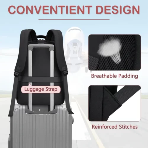 Sac à dos ordinateur femme élégant – compartiments multiples, style chic noir