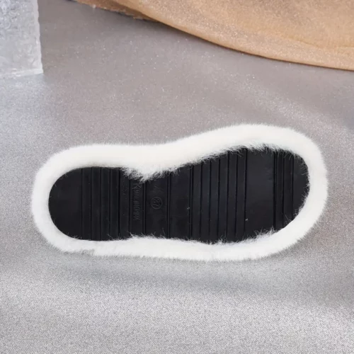 Chaussons femme en peluche douce avec semelle épaisse et nœud décoratif