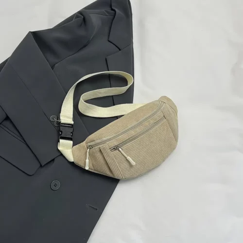Sac banane femme en velours côtelé – style chic avec bandoulière ajustable