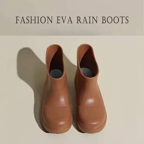 Bottes de pluie femme en caoutchouc – style chic à enfiler avec semelle épaisse