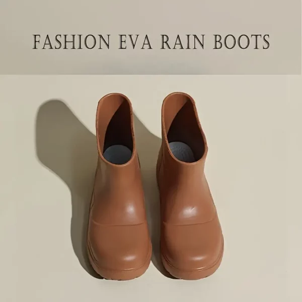 Bottes de pluie femme en caoutchouc – style chic à enfiler avec semelle épaisse