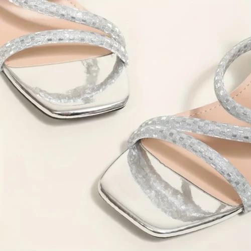 Sandales à petit talon pour mariage femme – élégantes avec strass confortables