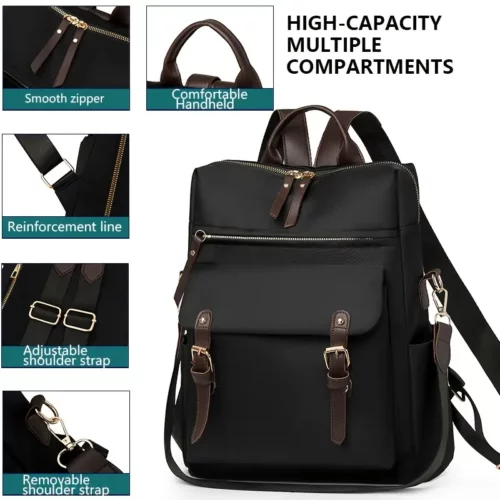 Sac à dos antivol convertible en nylon imperméable – léger et urbain mixte