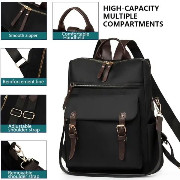 Sac à dos antivol convertible en nylon imperméable – léger et urbain mixte