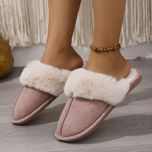 Chaussons femme en fausse fourrure douce – confort chaud pour l’hiver