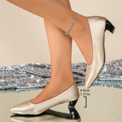 Chaussures mariage femme bout pointu – escarpins Mary Jane à petit talon confortable