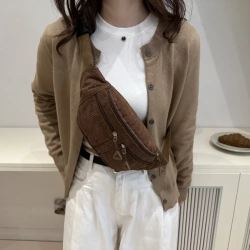 Sac banane femme en velours côtelé – chic et pratique pour le quotidien