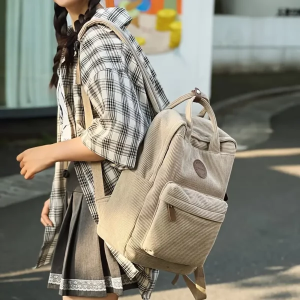 Sac à dos femme nylon léger – compartiments multiples, style décontracté