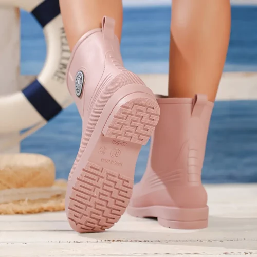 Bottes de pluie femme en caoutchouc mi-mollet – style chic et imperméable