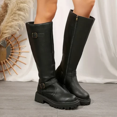 Bottes cavalières femme en cuir vintage – style équestre élégant