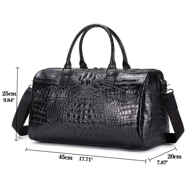Sac week-end femme en cuir véritable motif crocodile – élégant et spacieux noir