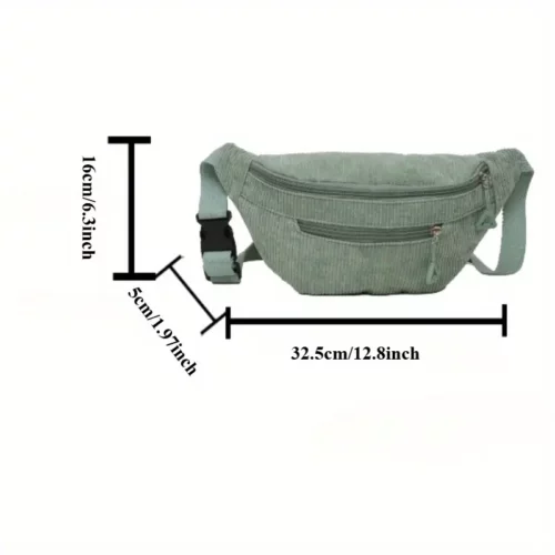 Sac banane femme en velours côtelé – sacoche tendance à grande capacité