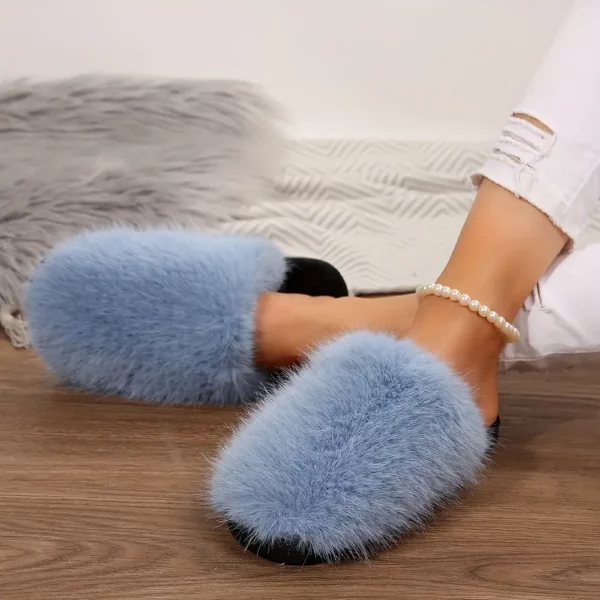Chaussons femme en fausse fourrure épaisse – confort moelleux d'intérieur