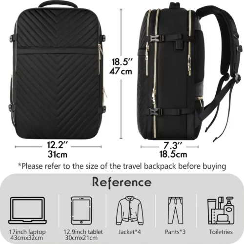 Sac à dos femme pour ordinateur portable – polyester uni, usage travail et voyage