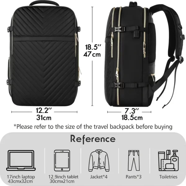 Sac à dos femme pour ordinateur portable – polyester uni, usage travail et voyage