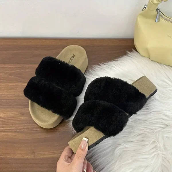 Chaussons femme en fausse fourrure douce – confort chaud intérieur cocooning