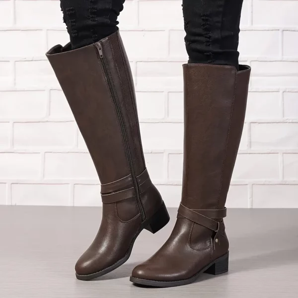 Bottes cavalières femme en cuir – style mi-mollet élégant et tendance