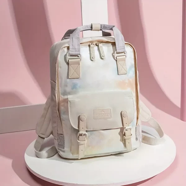 Sac à dos léger multicolore style macaron – sacoche urbaine femme unisexe