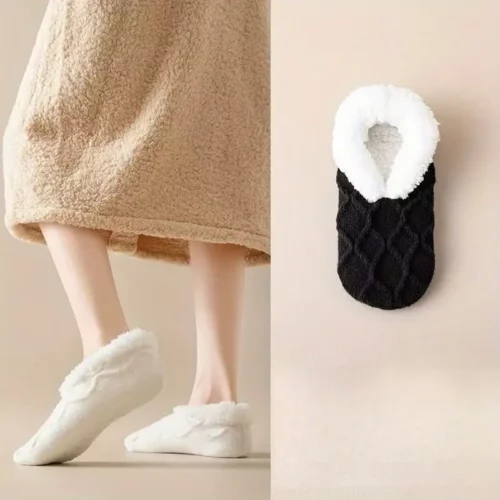 Chaussons chaussettes polaires femme antidérapants – intérieur hiver cocooning