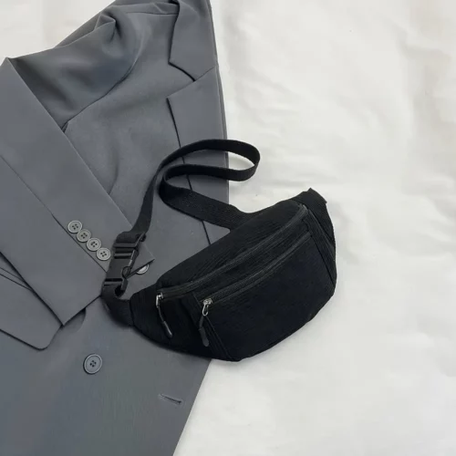 Sac banane femme en velours côtelé – style chic avec bandoulière ajustable