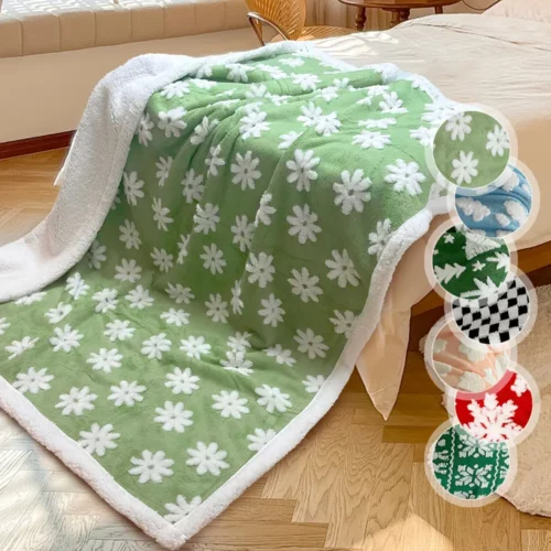 Plaid de Noël doux double couche – couverture cocooning motif festif chaleureux