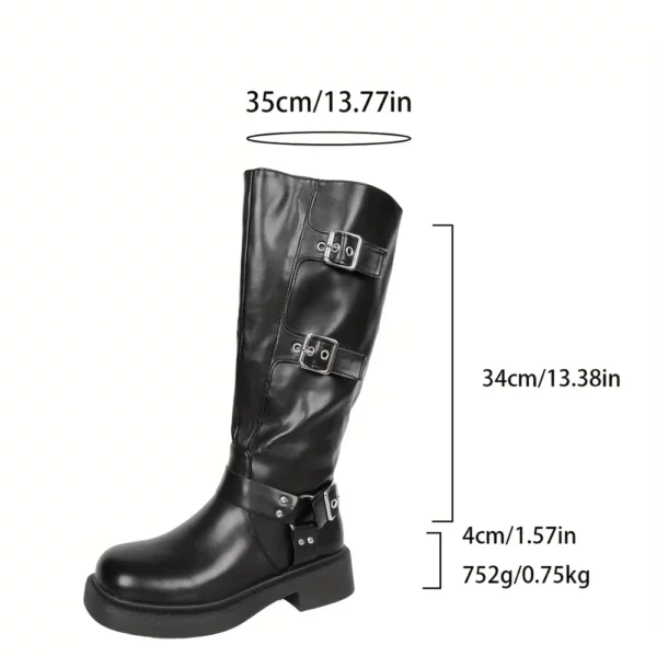 Bottes femme à talon épais avec boucle latérale – semelle antidérapante PU