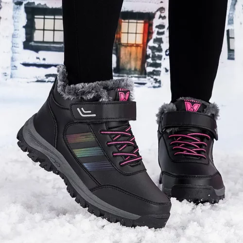 Bottes de neige femme fourrées imperméables – chaussures d’hiver chaudes antidérapantes