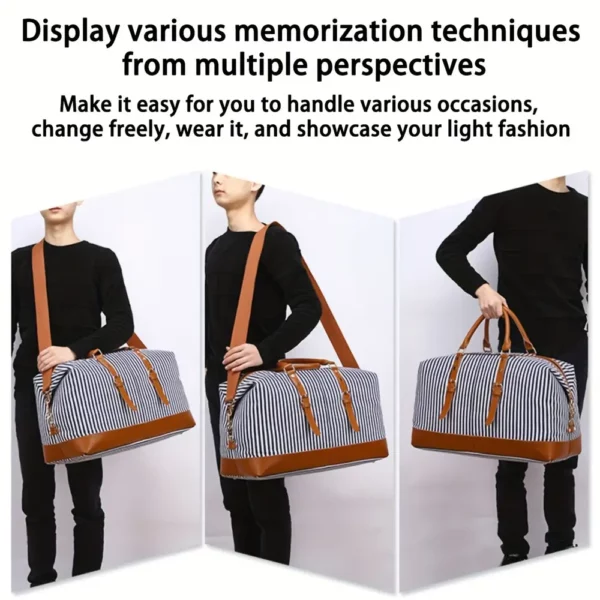 Sac week-end femme convertible en tissu résistant à rayures – style sport chic