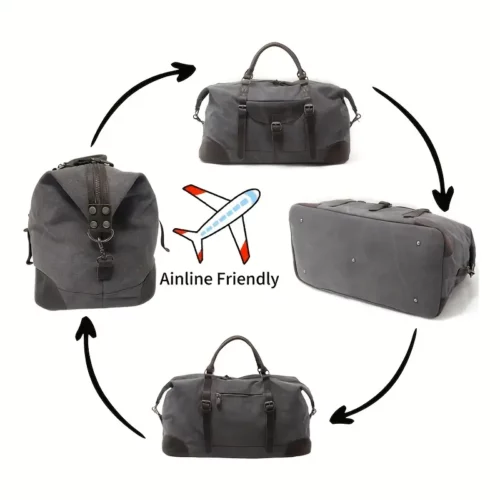 Sac week-end femme en toile style rétro – bandoulière pratique et compartiments multiples