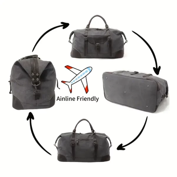 Sac week-end femme en toile style rétro – bandoulière pratique et compartiments multiples